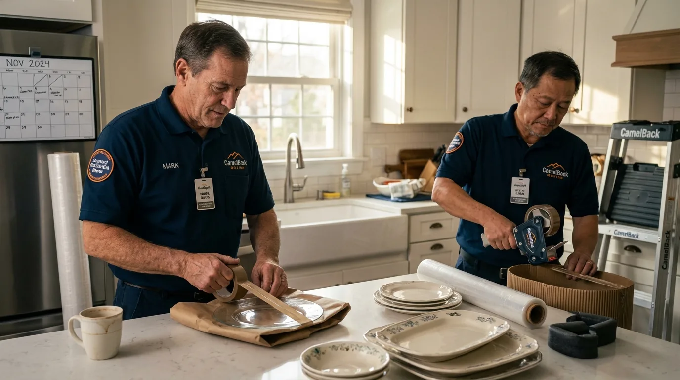 Professional crew packing kitchen dishware in Nephi, UT